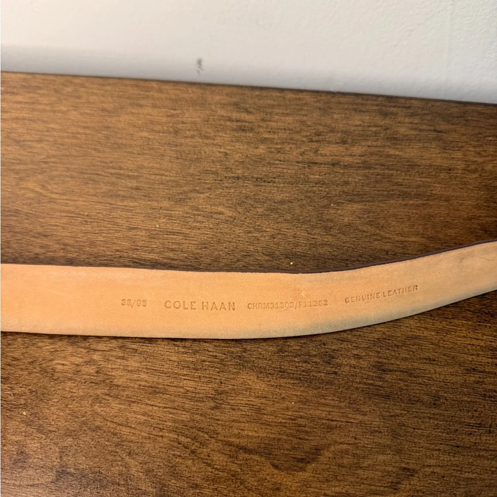 Cole Haan Men’s Brown Leather Belt w/ Silver Buckle – Size 38/95 Genuine Leather